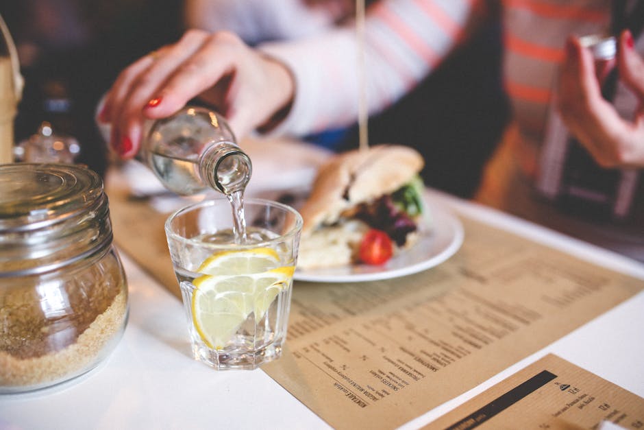 Water with lemon in glass