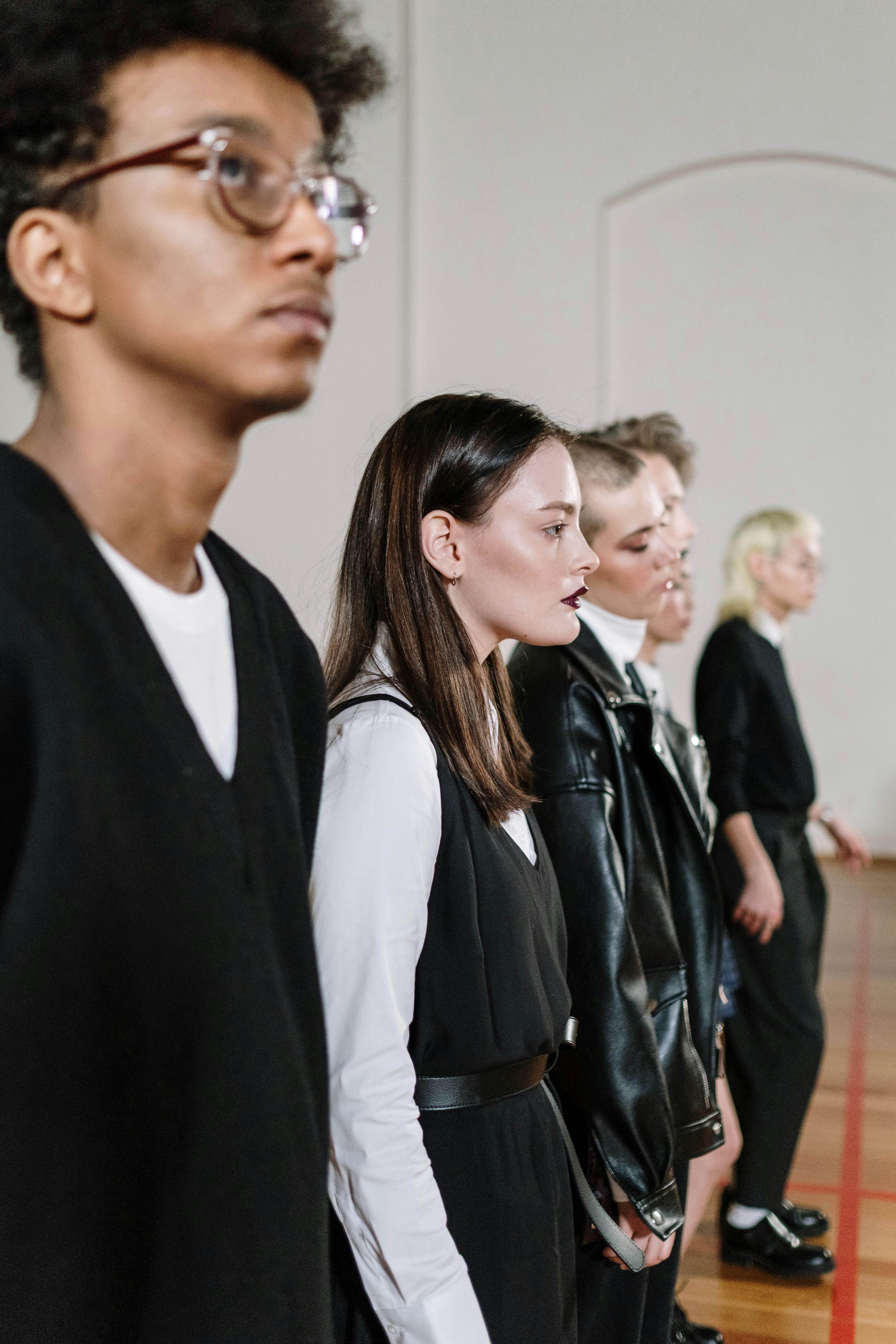 a group of students standing in the gym