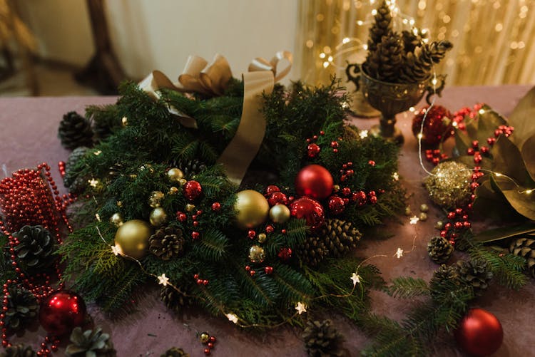 Christmas Wreath On The Table