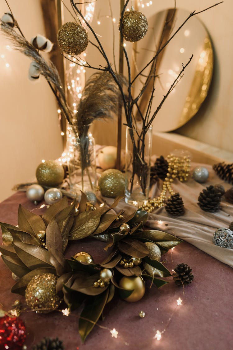 Christmas Wreath Decoration In Lights