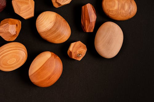 Brown Wooden Geometric Shapes on the Table