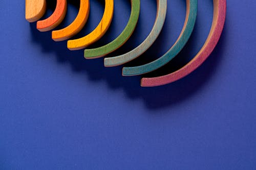 Colorful Stack Toy on Blue Background