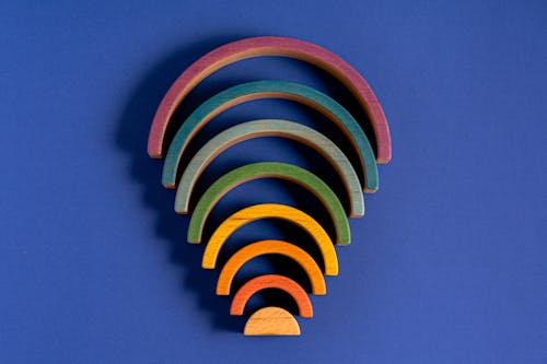 Colorful Stack Toy on Blue Background