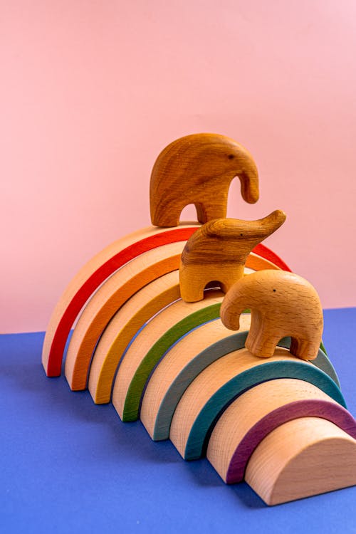 Brown Wooden Elephant Figurines