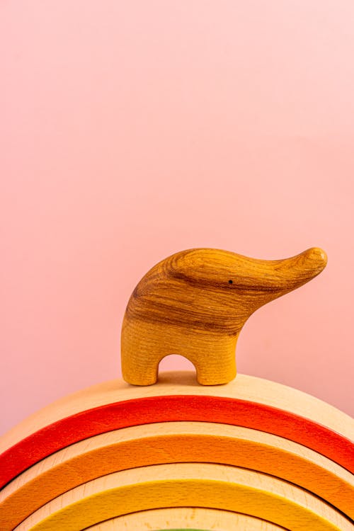 Free A Brown Wooden Elephant Figurine Stock Photo