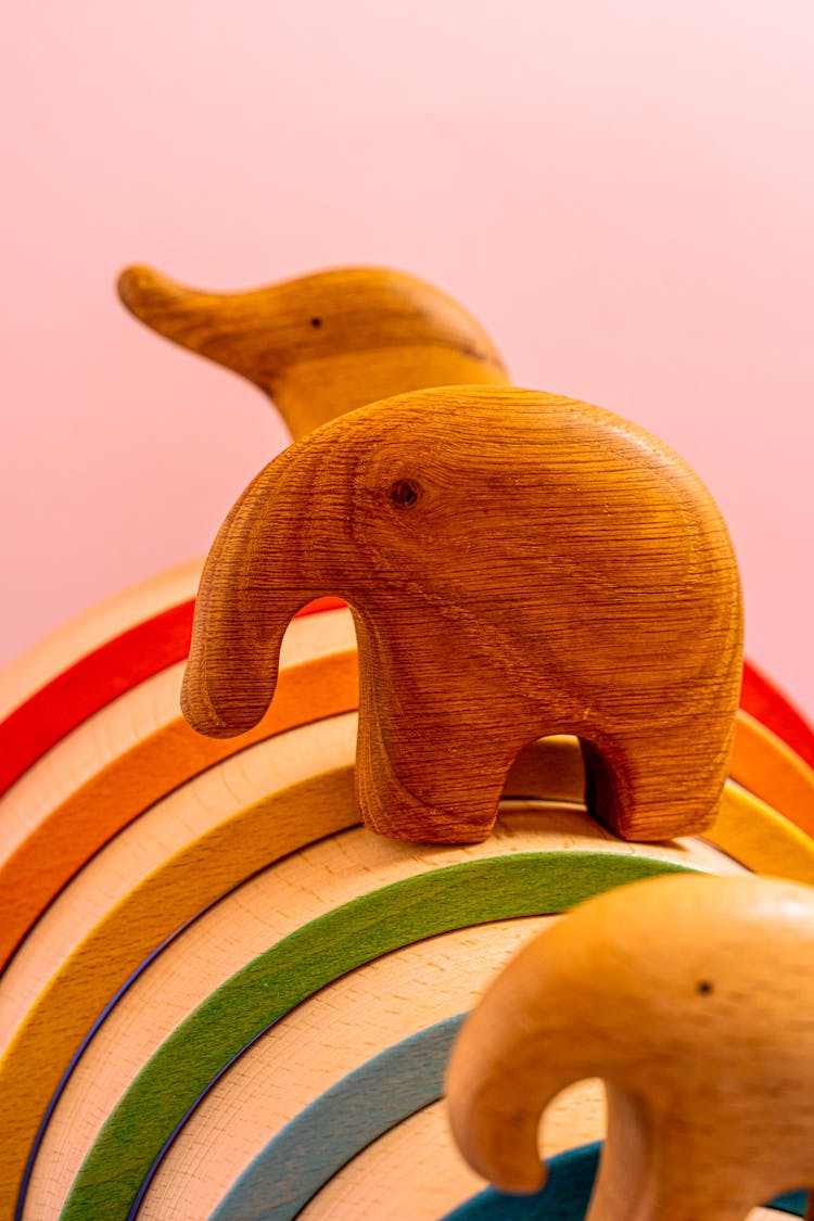 Brown Wooden Elephant Figurines