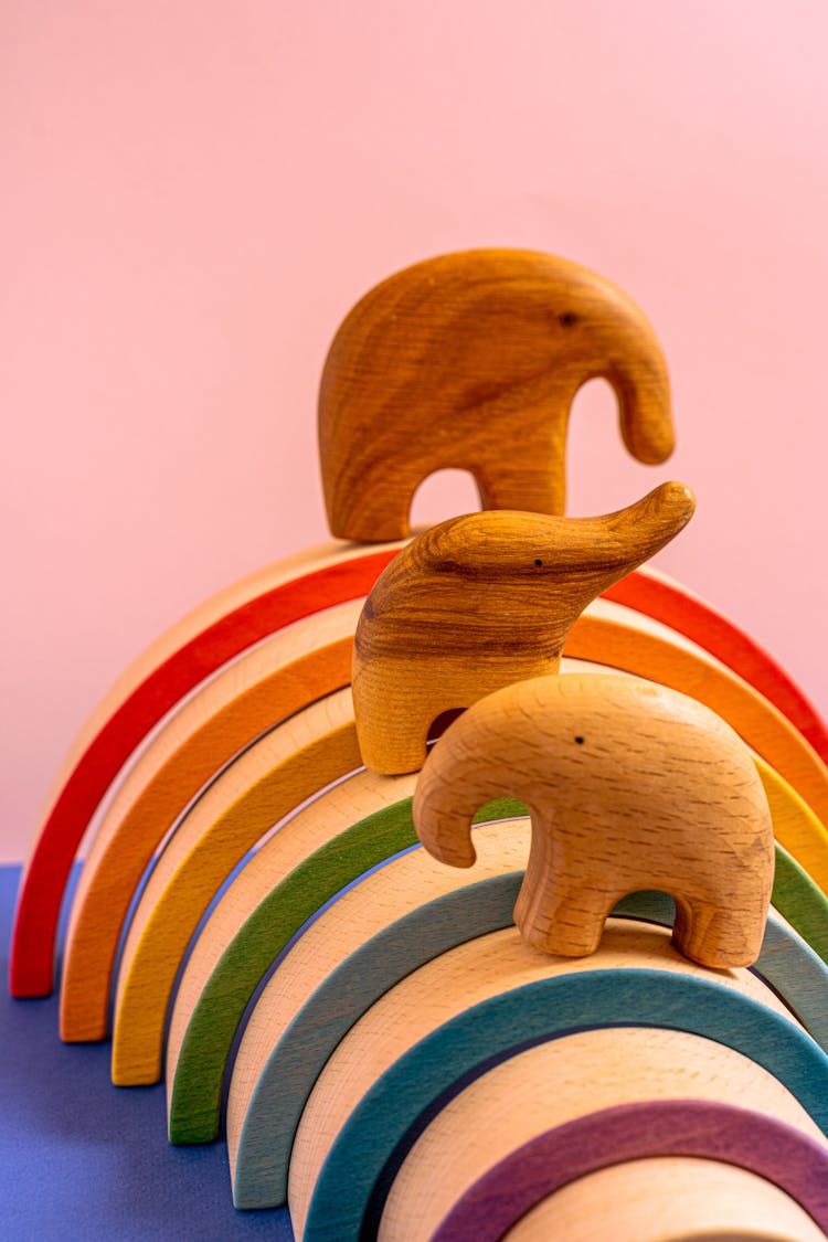 Brown Wooden Elephant Figurines