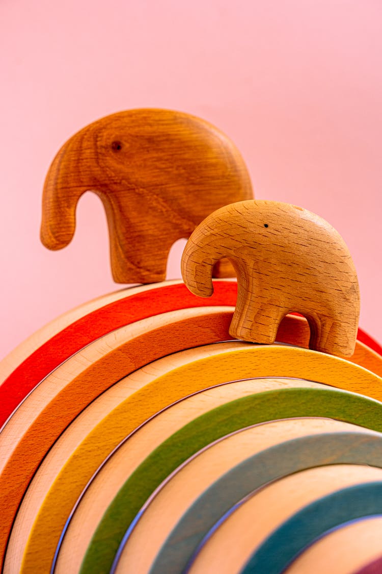 Brown Wooden Elephant Figurines