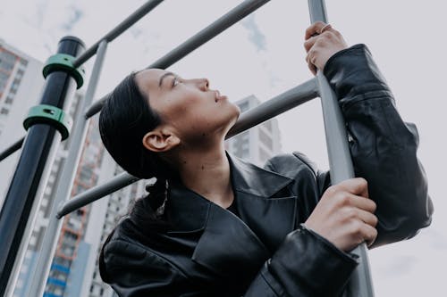 Free Woman Posing with a Ladder  Stock Photo