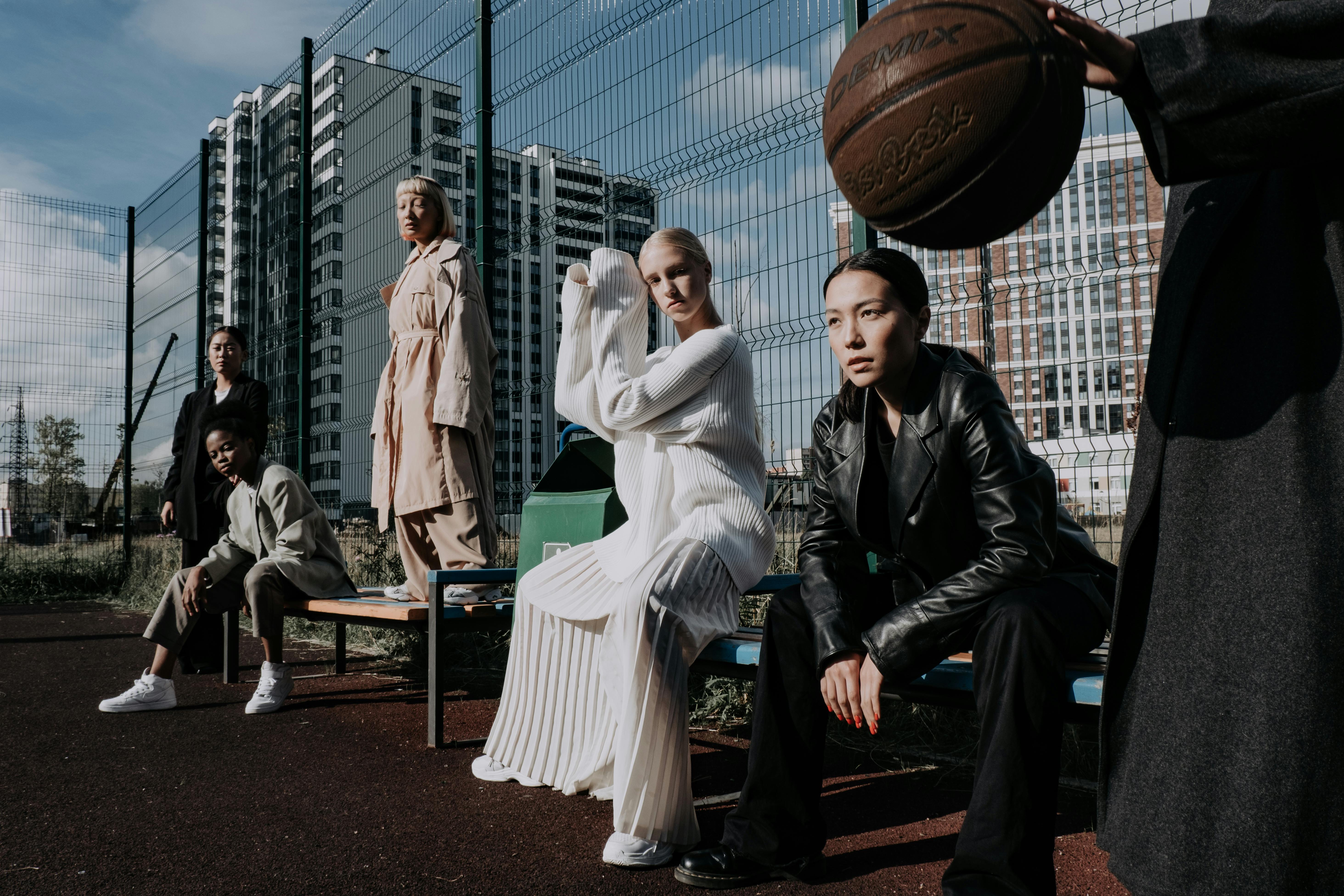 group of women at a sports court