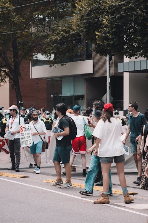 Free People Rallying on the Street Stock Photo