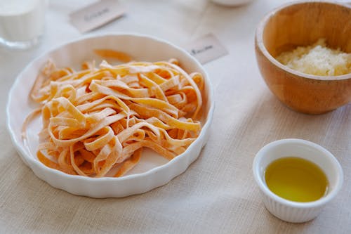 Noodles on White Plate