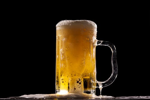 Close-Up Shot of a Glass of Beer