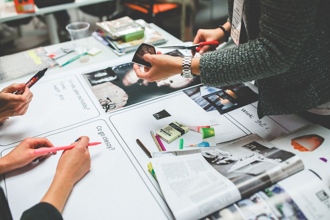Creative people working together on ideas