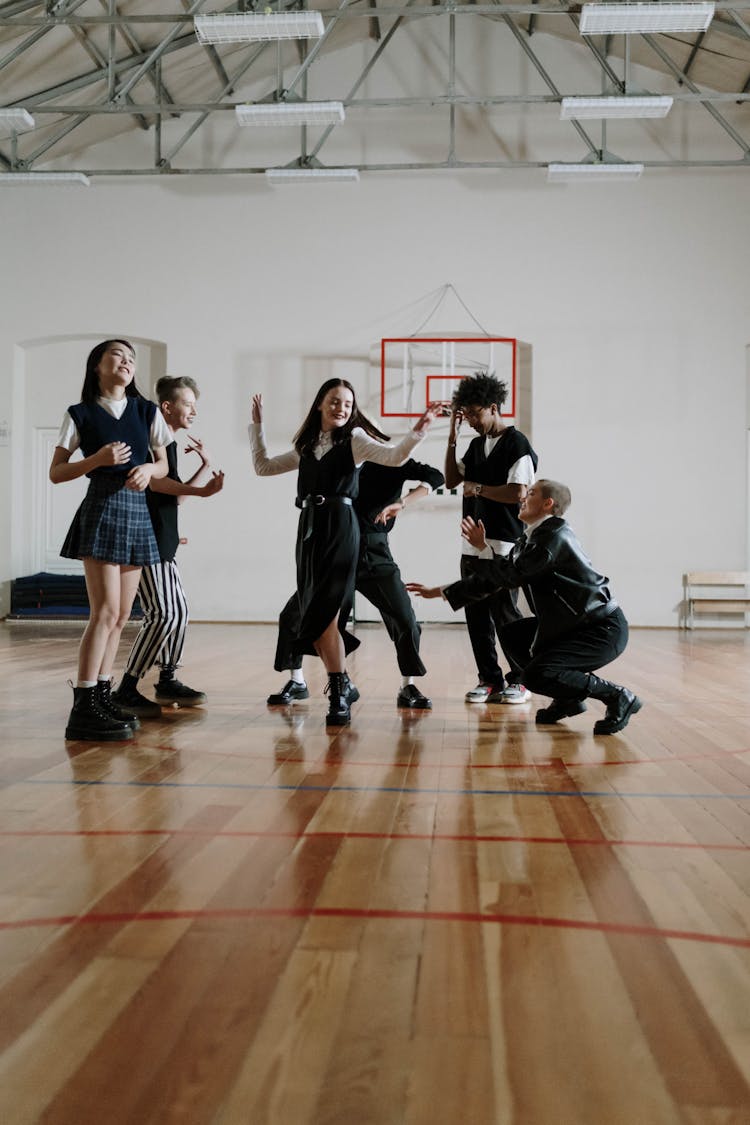 Friends Dancing In The School Gym