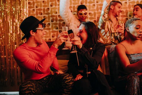 Free People Having a Toast at the Party Stock Photo