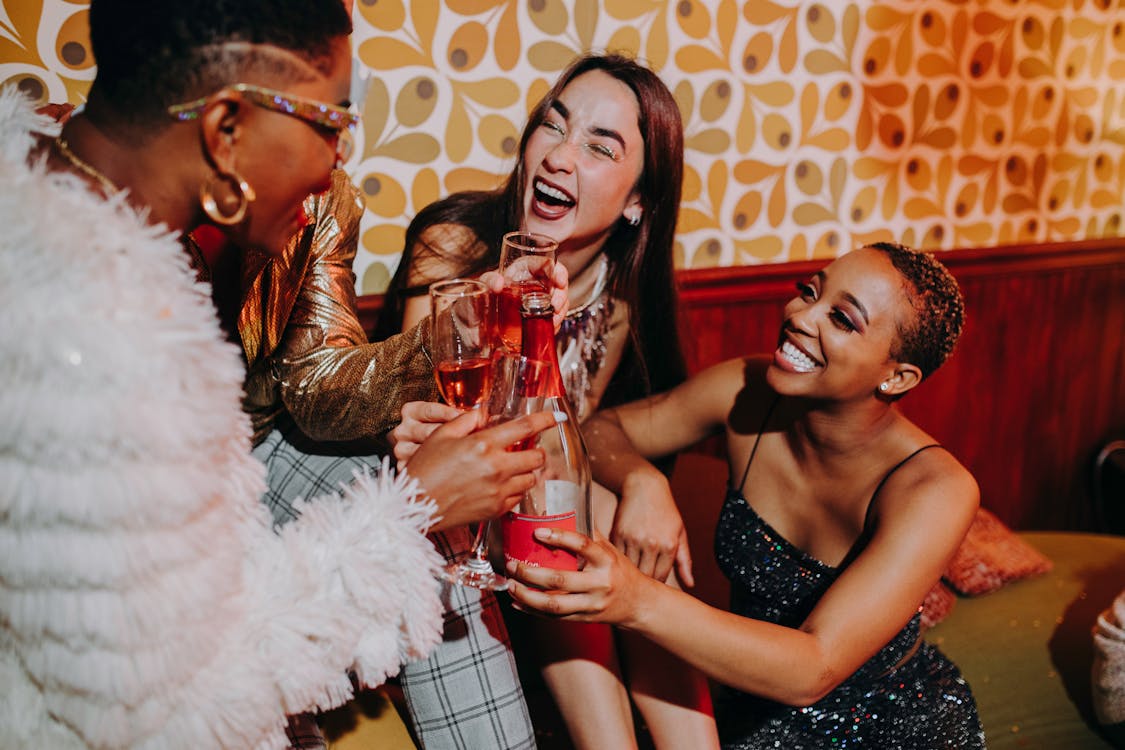 Free Women Having A Toast At The Party Stock Photo