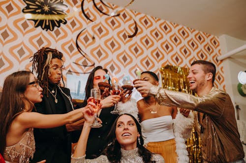 Men and Women Toasting in a Party