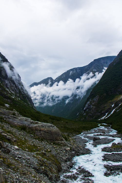 Free Scenery with a Fog in a Valley, Norway Stock Photo