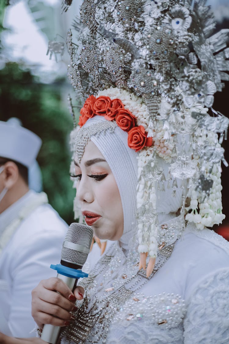 Portrait Of Hijabi Bride Giving Speech