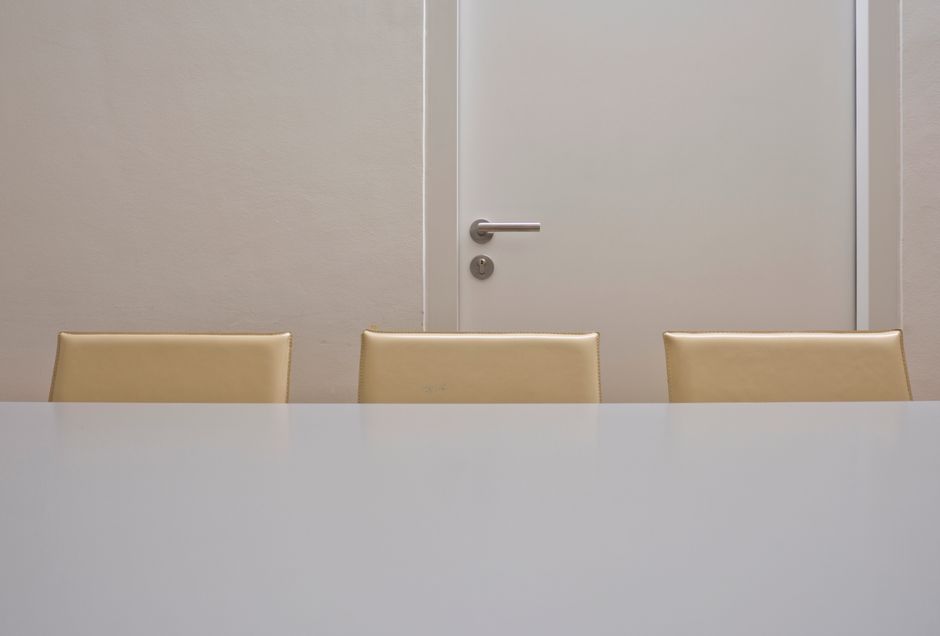 empty meeting room closed door