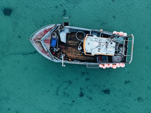 Aerial View of a Boat on the Sea