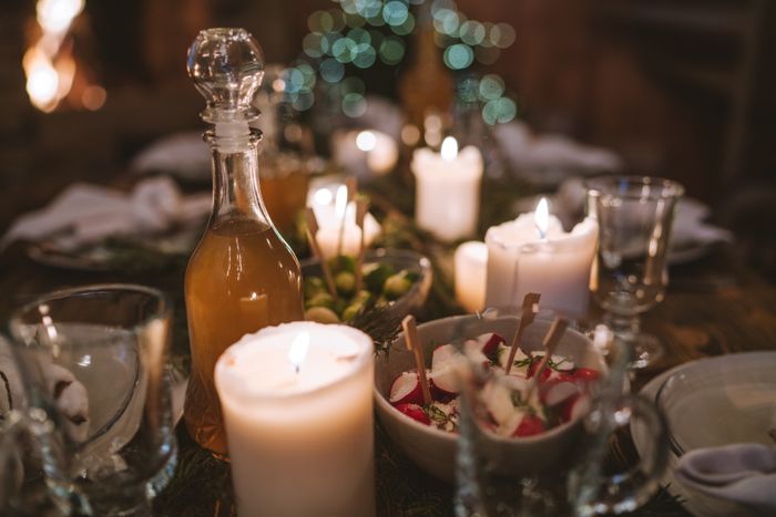 Candlelit dinner table