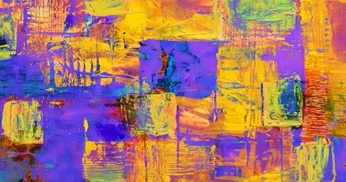 Free Yellow and Purple Abstract Painting Stock Photo