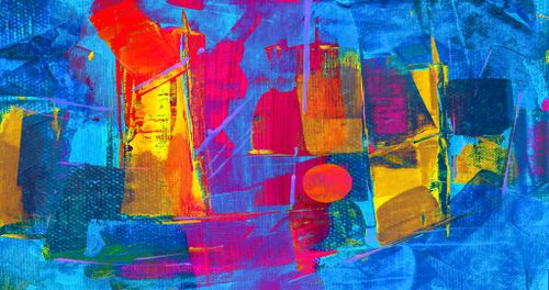 Free Colorful abstract painting with vibrant hues and artistic patterns. Stock Photo