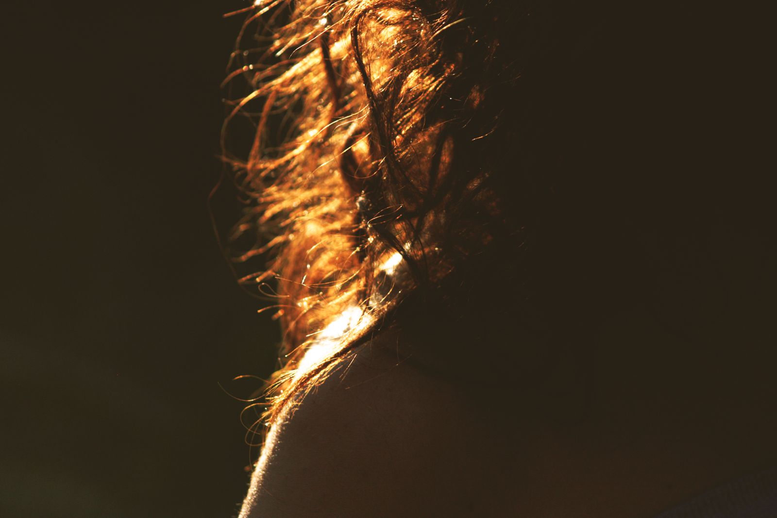 Sunlit curly hair with warm golden light, representing healthy hair growth
