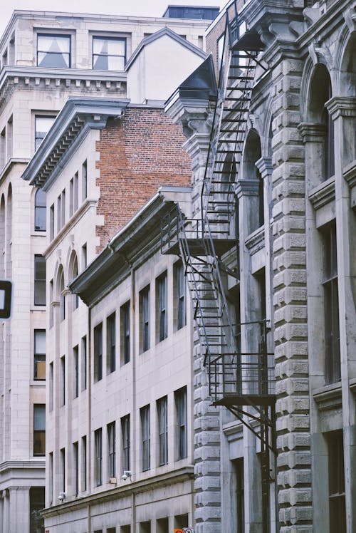 Free Metal Fire Escape Stairs of an Old Building Stock Photo