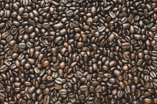 High-resolution close-up of roasted coffee beans showcasing rich texture and aromatic appeal.