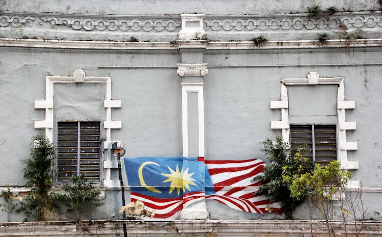 Malaysian Flag Mural On A Wall