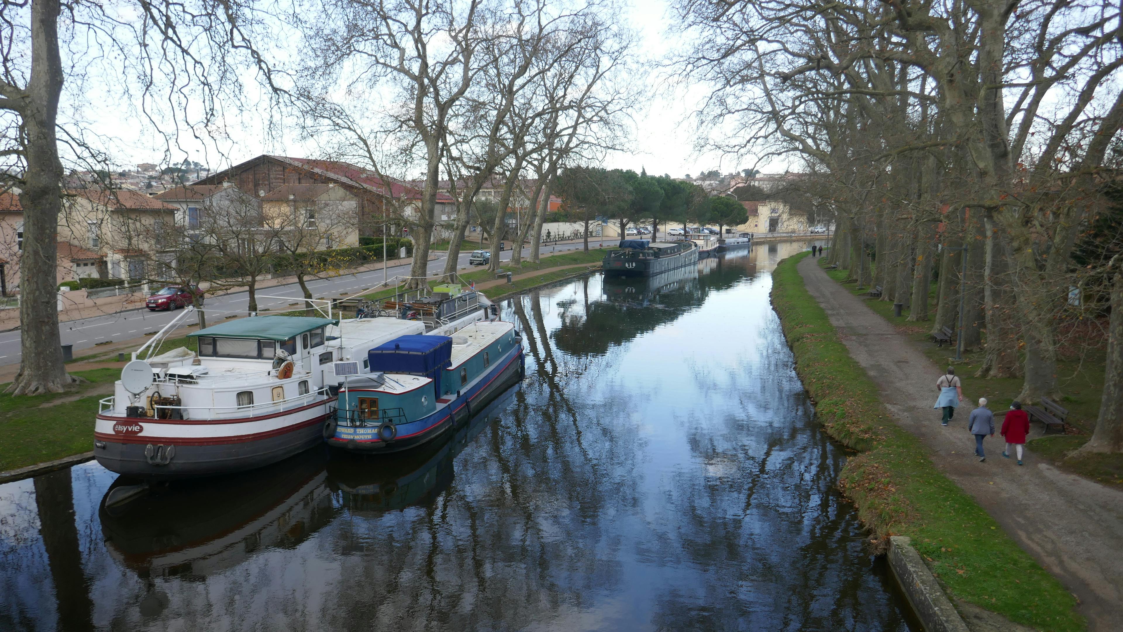 Free stock photo of canal du midi, house boats, nice reflexion in the water