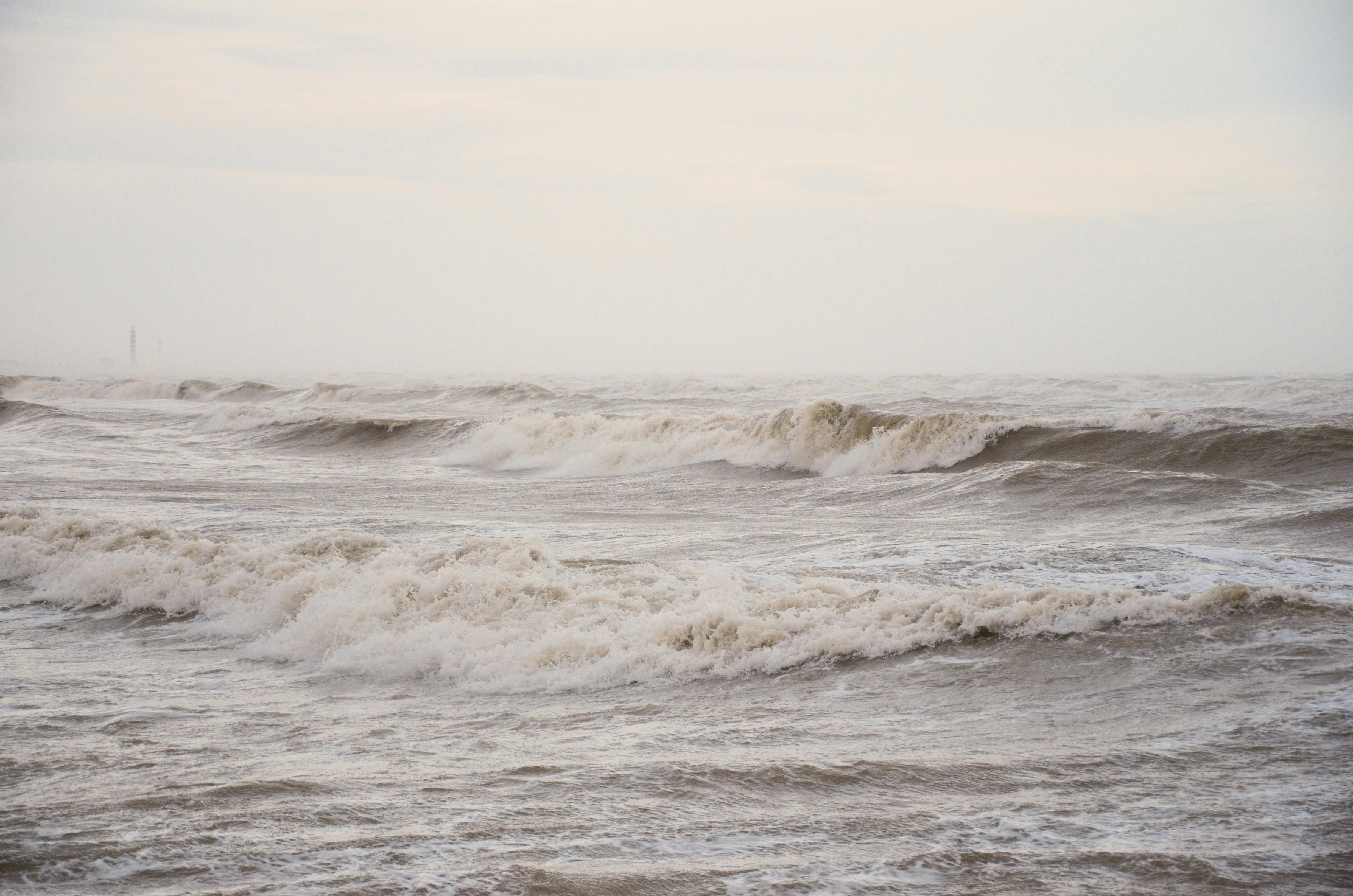 photograph of strong sea waves