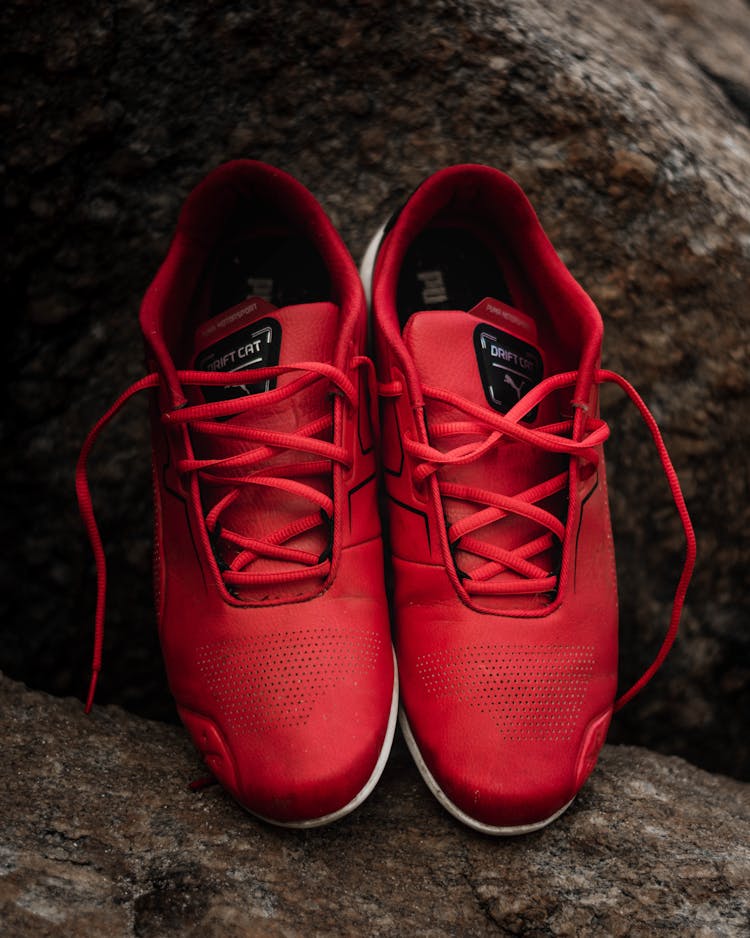 Close-up Of Red Puma Sneakers 