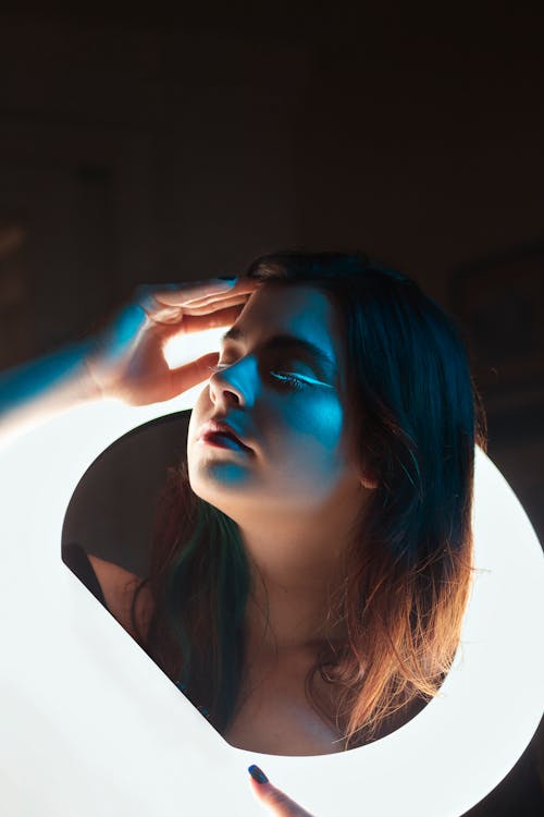 Woman's Head Inside the Ring Light