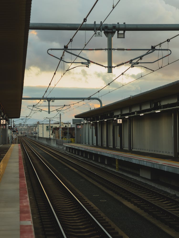 Railroad Station With Platform In City