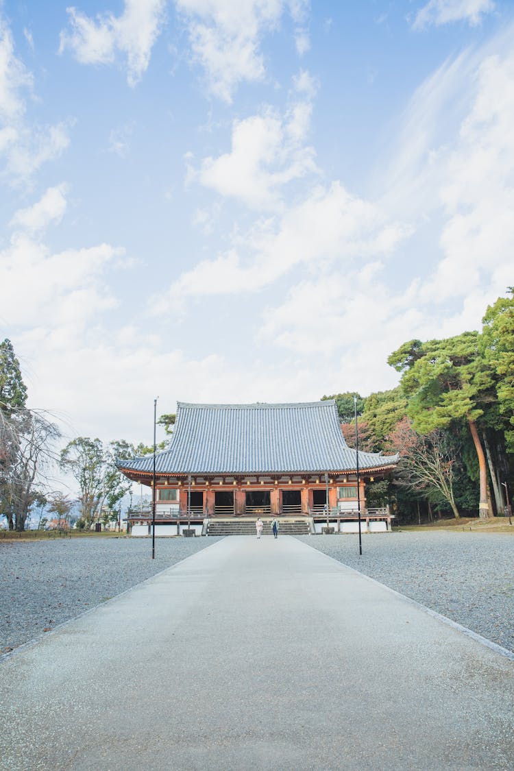 Old Buddhist Temple Under Cloudy Sky