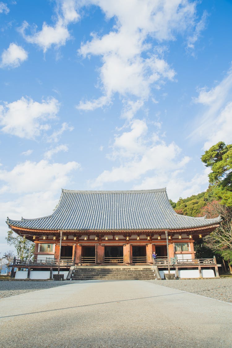 Exterior Of Traditional Pagoda Under Cloudy Sky