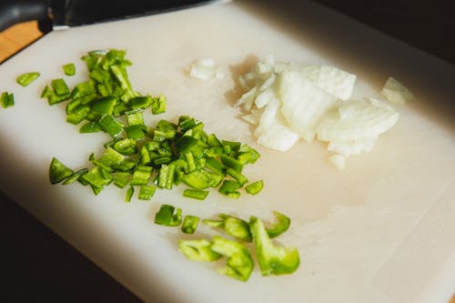 Cut vegetables on cutting board