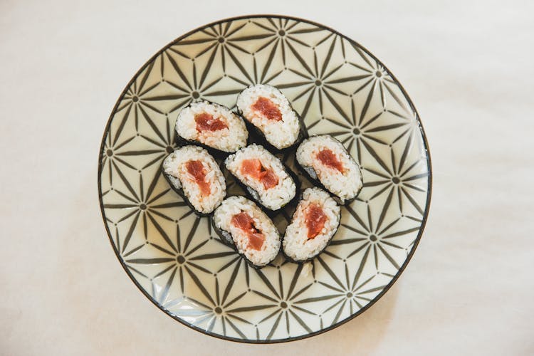 Delicious Sushi Served On Plate