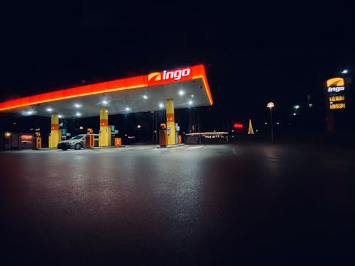 Free stock photo of at night, dark, gas station