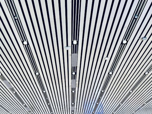 Free Photograph of a Ceiling with Lights and Lines Stock Photo