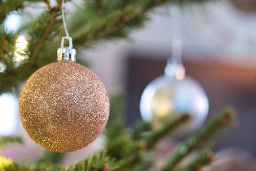 Free Close-Up Shot of Gold Bauble  Stock Photo