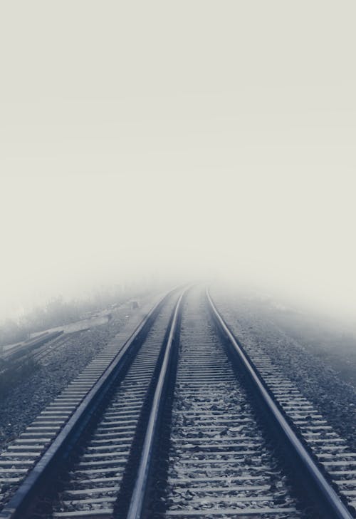 Free stock photo of foggy morning, rail road, rail track