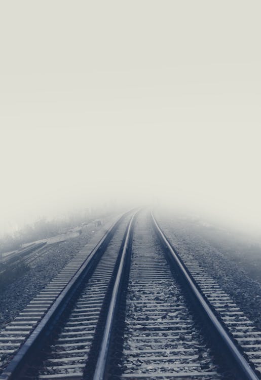 Free stock photo of foggy morning, rail road, rail track