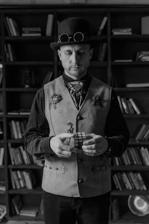 A Man Holding a Rubik's Cube