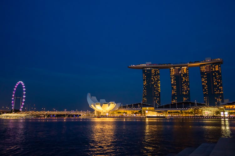 Marina Bay Sands In Singapore During Night Time