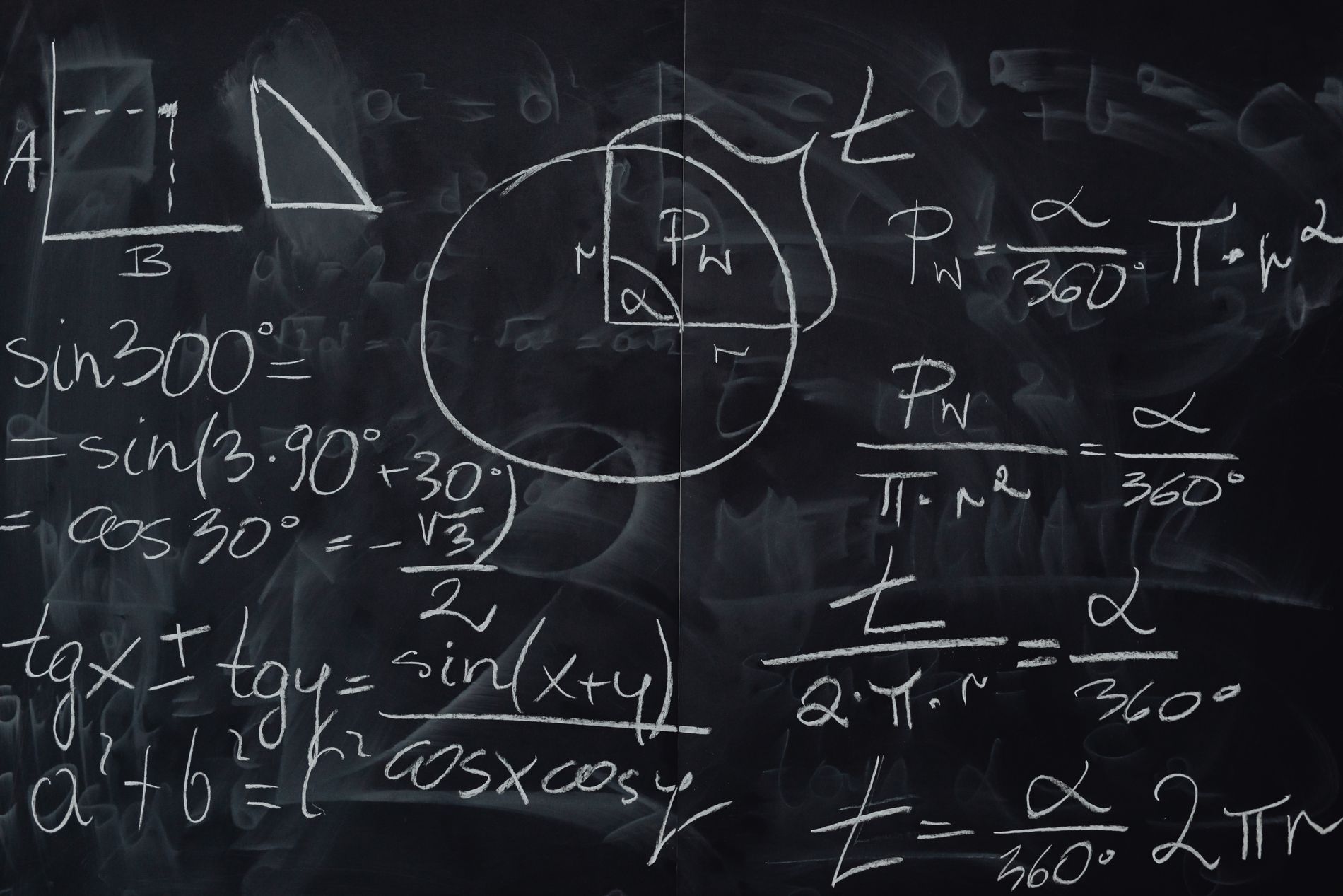 Trigonometry and geometry worked out on a board